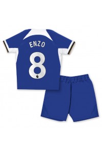 Chelsea Enzo Fernandez #8 Jalkapallovaatteet Lasten Kotipeliasu 2023-24 Lyhythihainen (+ Lyhyet housut)